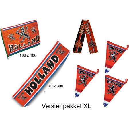 Oranje versier pakket XL | Holland voortuin versiering 6-delig | EK Voetbal 2020 2021 pakket | Nederlands elftal | Nederland supporter | vlag sjaal vlaggetjes vlaggenlijn